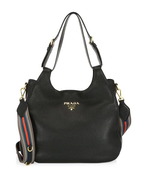 prada large leather bag|Prada leather tote bag black.